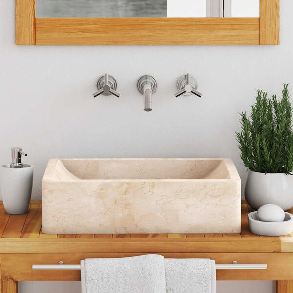 vidaXL 洗面器 45x30x12 cm 大理石 ハイグロスクリーム