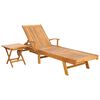 vidaXL テーブル付きサンラウンジャー 2 pcs ブラウン 40 x 40 x 40 cm 無垢のティークウッド