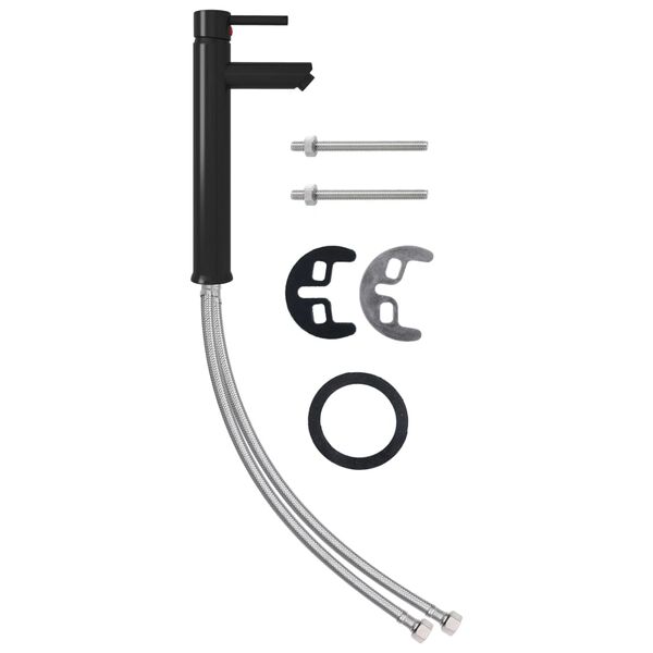 vidaXL 浴室用ミキサー蛇口 ブラック 12 x 30 cm