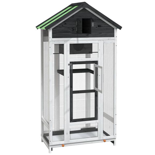 vidaXL バードハウス グレー 91.5x53x170cm 無垢材パイン