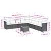 vidaXL ガーデンソファ10点セット クッション付き ポリラタン製 グレー