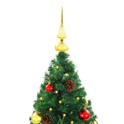 vidaXL 人工プレライトクリスマスツリー オーナメント付き グリーン 150cm