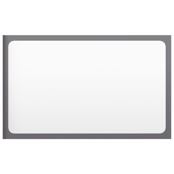 vidaXL バスルーム ミラー ハイグロスグレー 60x1.5x37cm パーティクルボード