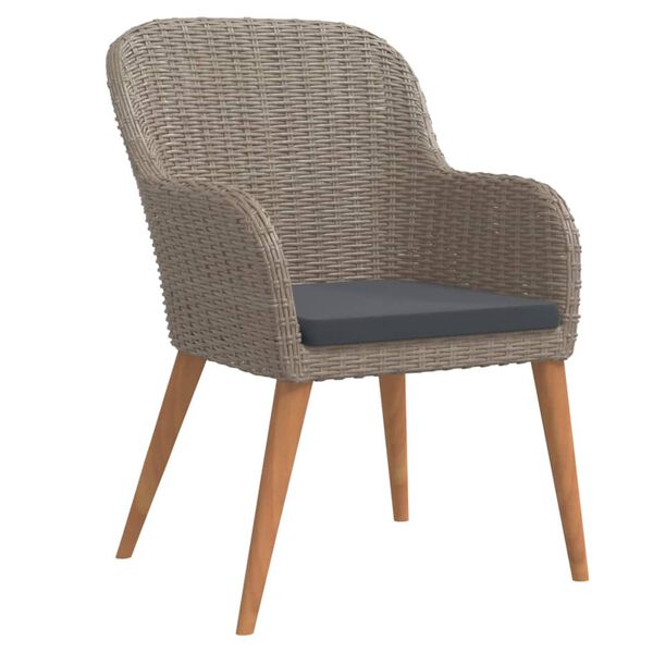 vidaXL ガーデンダイニングセット 5点 クッション付き ブラウン