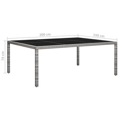 vidaXL 屋外テーブル グレー 200x150x74cm ポリラタン製