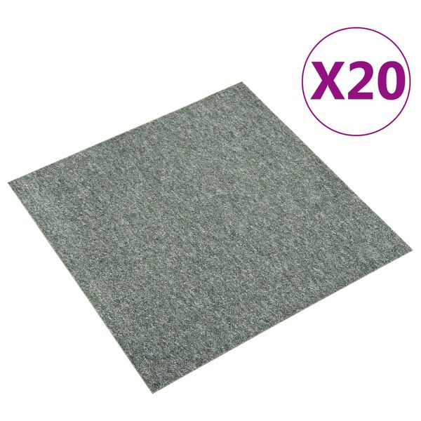 vidaXL カーペット フロアタイル 20点 5㎡ 50&times;50cm グリーン