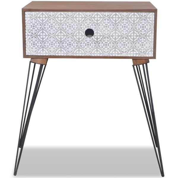 vidaXL ナイトテーブル 引き出し1段 長方形 ブラウン