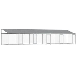 vidaXL 犬用ケージ ルーフ&ドア付き グレー 10x2x2 m 亜鉛メッキ鋼