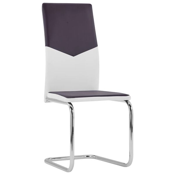 vidaXL カンチレバーダイニングチェア 2点 ブラウン 合成皮革製