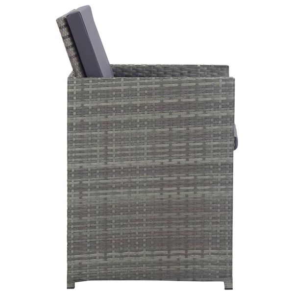 vidaXL 屋外ダイニング9点セット クッション付き ポリラタン製 アントラシート