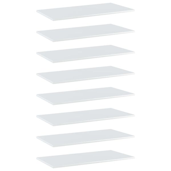 vidaXL 本棚ボード 8点 ハイグロスホワイト 80x40x1.5cm パーティクルボード