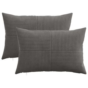 vidaXL クッションカバー 2 pcs ALMELO ダークグレー 30 x 50 cm コーデュロイ
