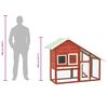 vidaXL うさぎ小屋 レッド＆ホワイト 140x63x120cm モミ無垢材