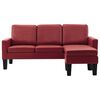 vidaXL 3人掛けソファ フットスツール付き ワインレッド 合成皮革製