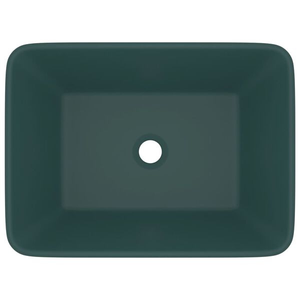 vidaXL 洗面器 マットダークグリーン 41x30x12cm セラミック