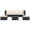 vidaXL ガーデンラウンジ4点セット クッション付き ポリラタン ブラック