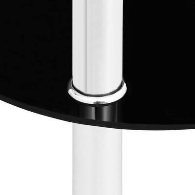 vidaXL 2段 サイドテーブル 透明＆ブラック 38x38x50cm 強化ガラス製