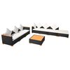 vidaXL ガーデンラウンジ8点セット クッション付き ポリラタン製 ブラック