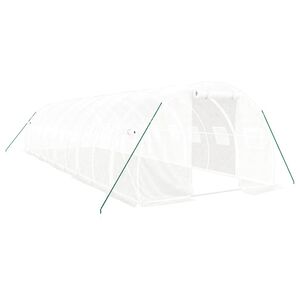 vidaXL スチールフレーム温室 ホワイト 30 m&sup2; 10x3x2 m