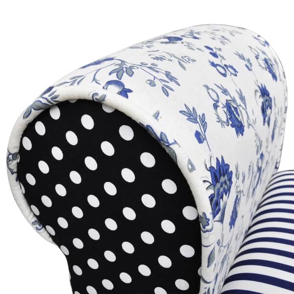 vidaXL ベンチ パッチワーク ブルー＆ホワイト