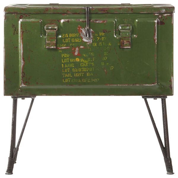 vidaXL 収納トランク ミリタリー風 68x24x66cm アイアン