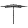 vidaXL 3層ガーデンパラソル アルミ製ポール付き 2.5x2.5m アントラシート