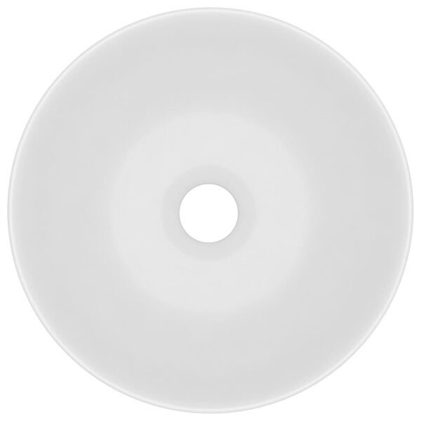 vidaXL バスルーム用 洗面ボウル セラミック製 マットホワイト 丸型