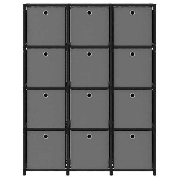 vidaXL 12キューブ ディスプレイシェルフ 箱付き ブラック 103x30x141cm 布製