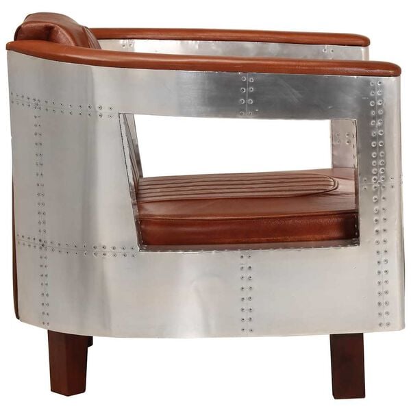 vidaXL アビエイターアームチェア ブラウン 本革製