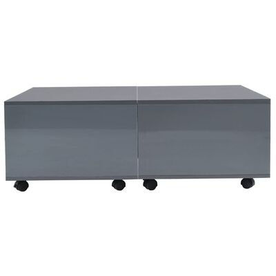 vidaXL コーヒーテーブル ハイグロス グレー 100x100x35 cm