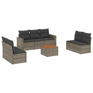 vidaXL ガーデンラウンジ8点セット クッション付き グレー ポリラタン製