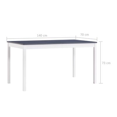 vidaXL ダイニングテーブル ホワイト＆グレー 140x70x73cm パイン無垢材
