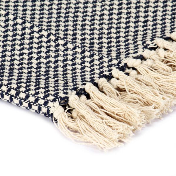 vidaXL スローケット コットン製 220x250cm ネイビー