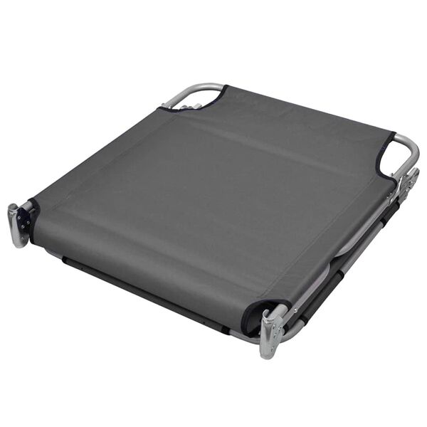 vidaXL 折りたたみサンラウンジャー 調節可能な背もたれ＆ヘッドクッション付き グレー