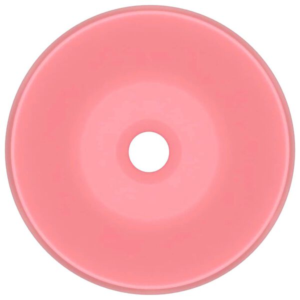 vidaXL ラグジュアリー 洗面器 丸型 マットピンク 40x15cm セラミック製