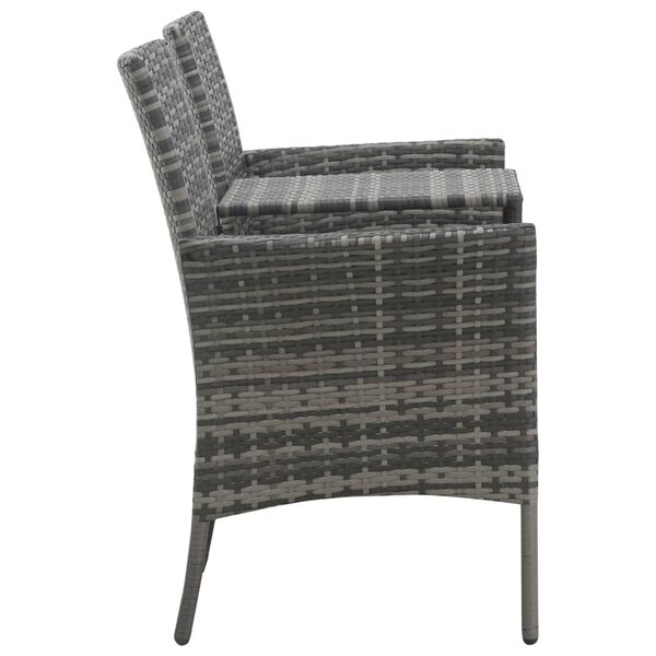 vidaXL 2人掛けガーデンソファ ティーテーブル付き ポリラタン製 アントラシート