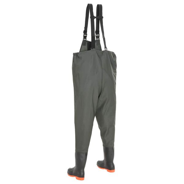vidaXL ウェーディングパンツ ブーツ付き グリーン サイズ43