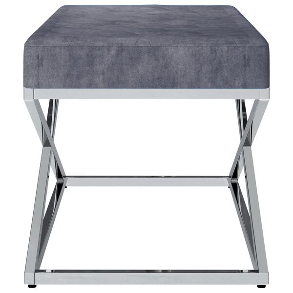 vidaXL ベンチ 97cm グレー ベルベット生地＆ステンレススチール製