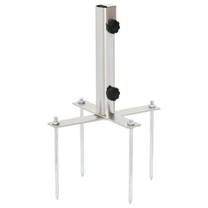 vidaXL パラソルベース（地面固定用スパイク付き、直径32～38mm、シルバースチール製）