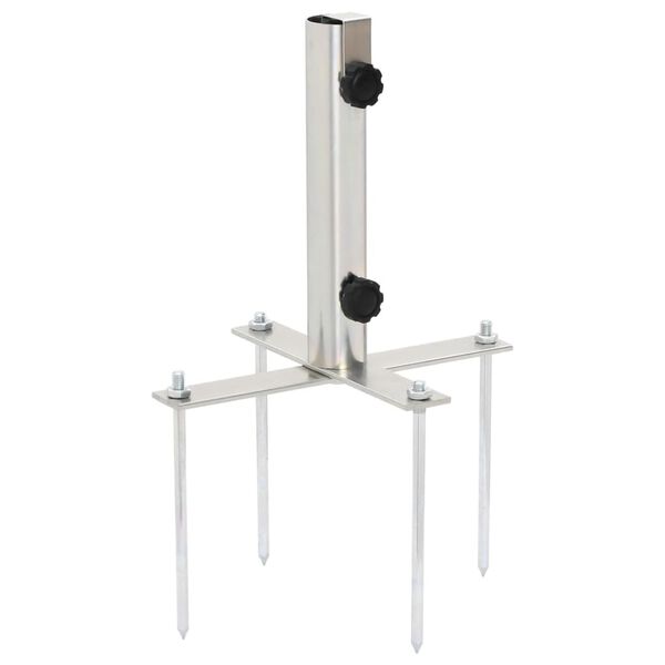 vidaXL パラソルベース（地面固定用スパイク付き、直径32～38mm、シルバースチール製）