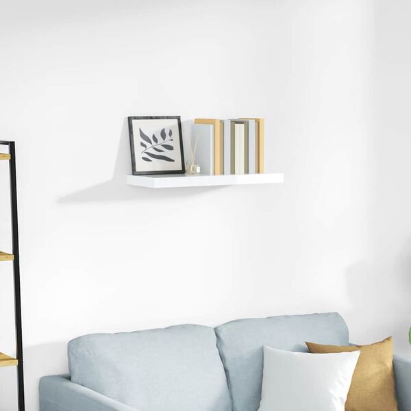 vidaXL フローティングウォールシェルフ ハイグロスホワイト 60x23.5x3.8cm MDF