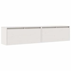 vidaXL ウォールキャビネット 2個 ホワイト 80x30x35 cm 無垢材 パイン材