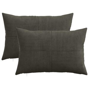 vidaXL クッションカバー 2 pcs ALMELO アンスラサイト 30 x 50 cm コーデュロイ