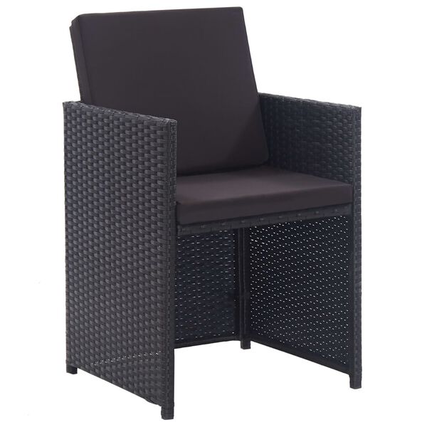 vidaXL 屋外ダイニング15点セット クッション付き ポリラタン製 ブラック