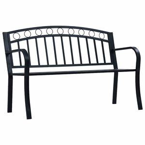vidaXL ガーデンベンチ 125cm ブラック スチール製