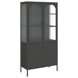 vidaXL ハイボード ブラック 90x40x180 cm ガラスとスチール