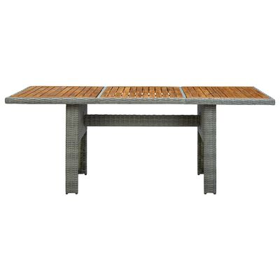 vidaXL ガーデンテーブル ライトグレー ポリラタン＆アカシア無垢材