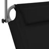 vidaXL 折りたたみサンラウンジャー キャノピー＆ホイール付き スチール製 ブラック