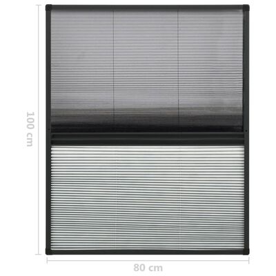 vidaXL 窓用 虫除け網戸 プリーツ式 シェード付き アルミ製 80x100cm