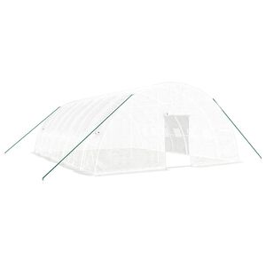 vidaXL スチールフレーム温室 ホワイト 48 m&sup2; 8x6x2.85 m
